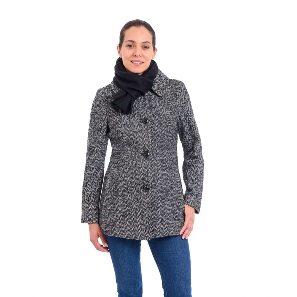 London Fog Women’s Classic Single Breasted Wool Pea Coat with Scarf 2XL NWT (99)